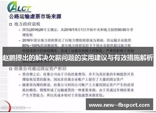 赵鹏提出的解决欠薪问题的实用建议与有效措施解析